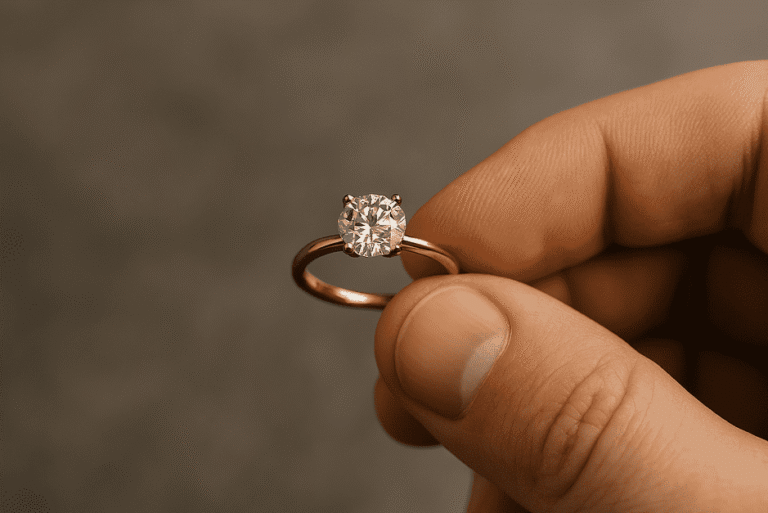 A vintage ring setting contrasted with a modern design to highlight the importance of context in gemstone identification.