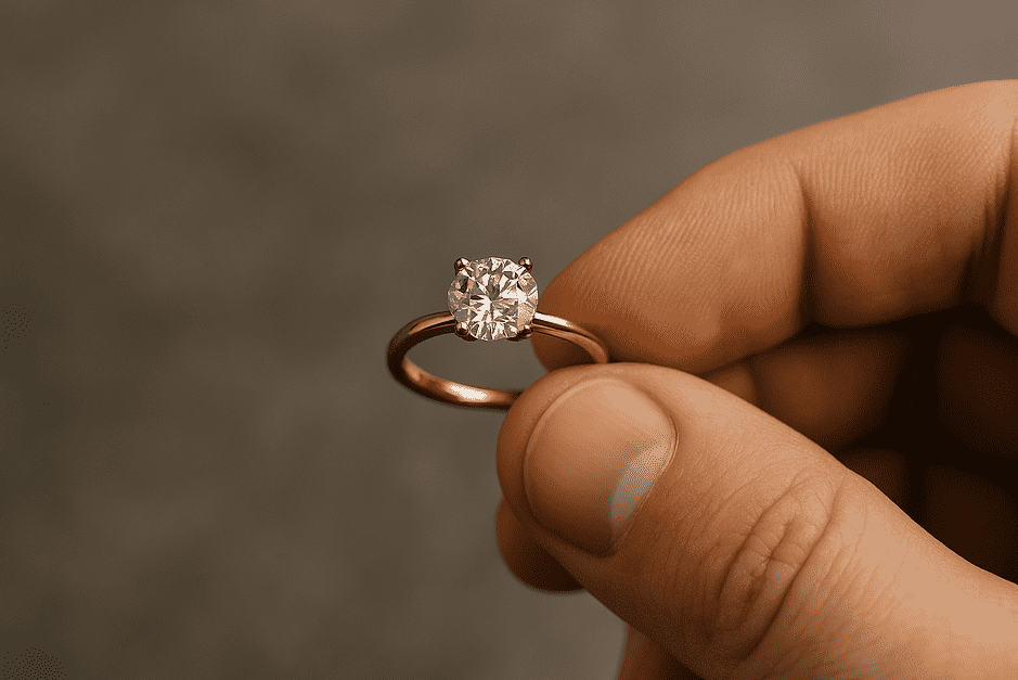 A vintage ring setting contrasted with a modern design to highlight the importance of context in gemstone identification.