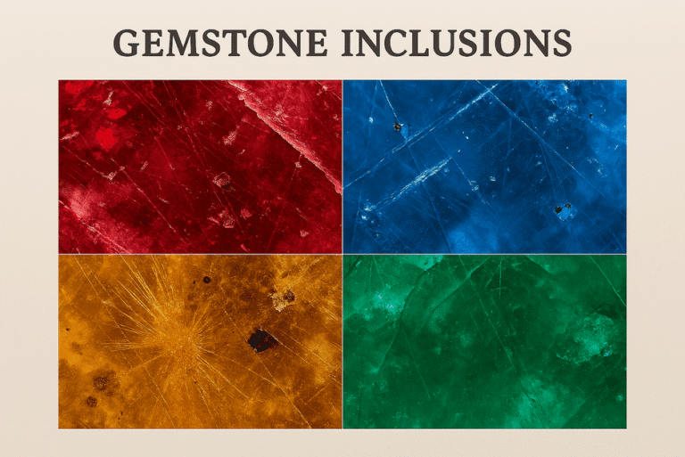 Close-up of a sapphire with visible fine inclusions known as silk needles under magnification.