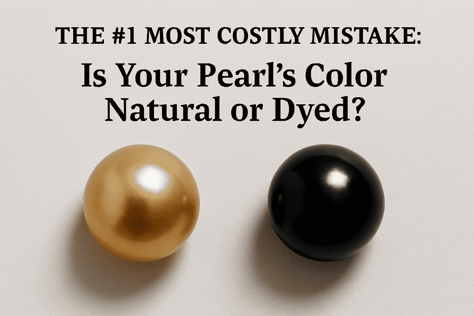 Close-up of a pearl showing dye concentration near the drill hole and surface blemishes.