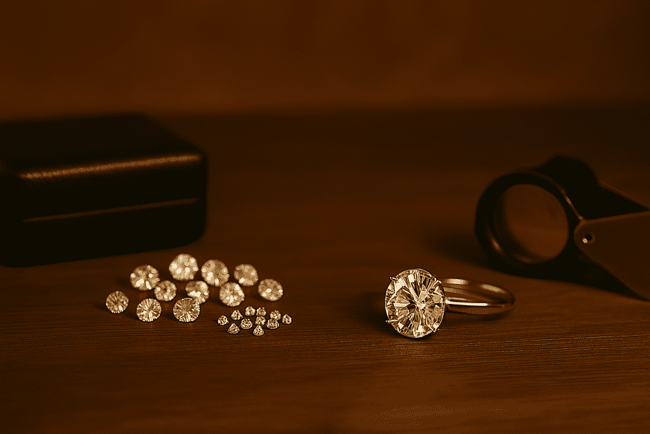 Diamond ring with price tag showing difference between retail and resale value.