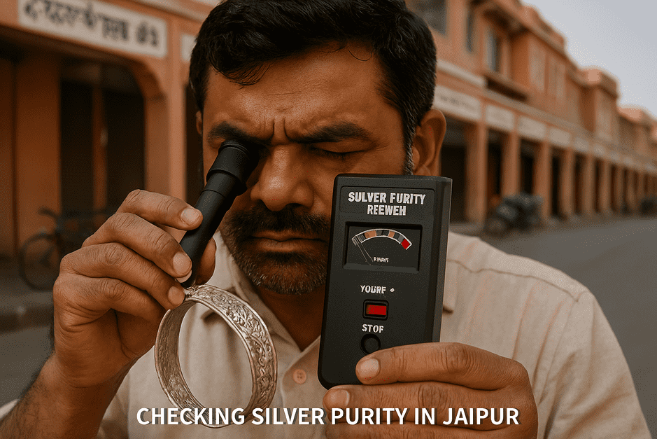 Silver jewelry with a clear “925” sterling silver stamp and a small magnet placed nearby.