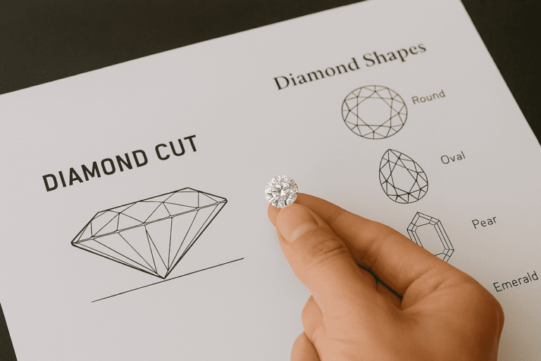 Close-up of a perfectly cut diamond showing brilliance and sparkle under light.