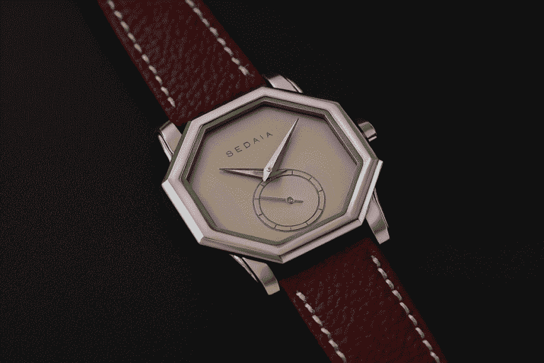 Beda’a Angles Mecaline Warm Gray watch with 316L stainless steel case and Swiss ETA 7001 movement