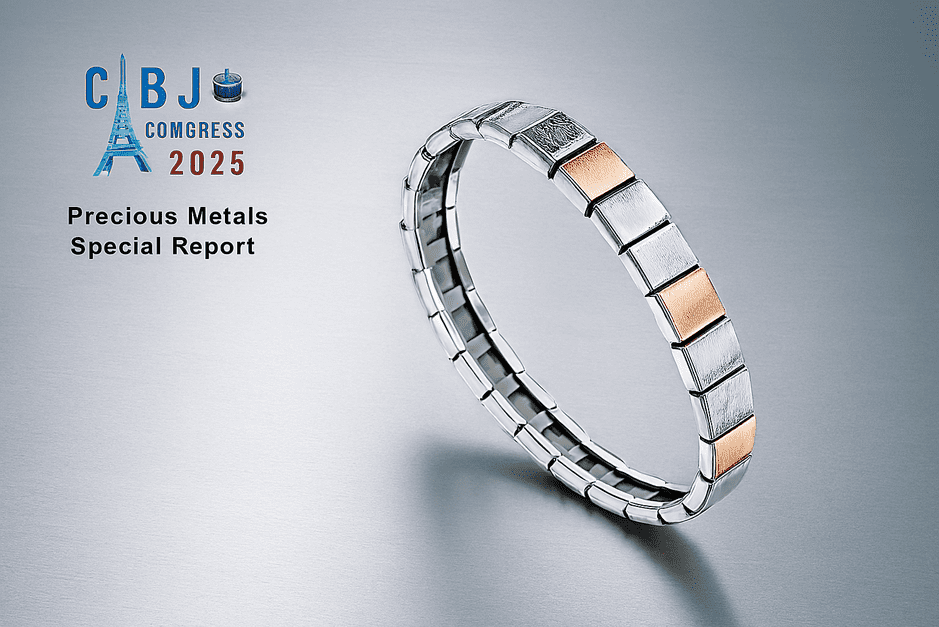 Gold bar and platinum, palladium, and silver nuggets representing precious metals market in 2025.