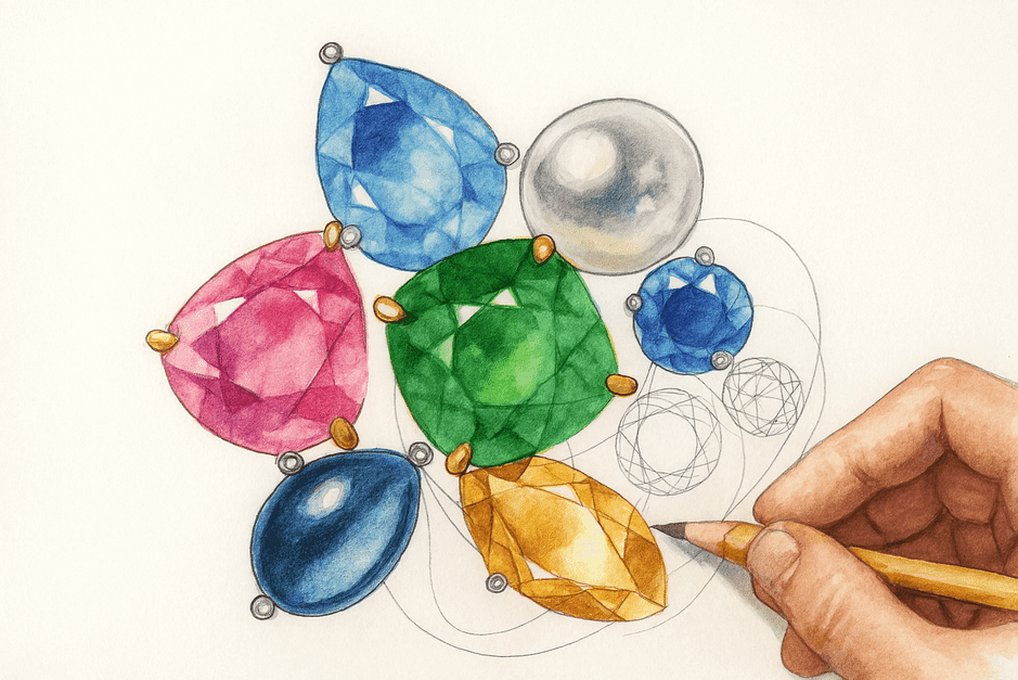 Delicious Jewels jewelry and gemstone coloring book by Rotenier