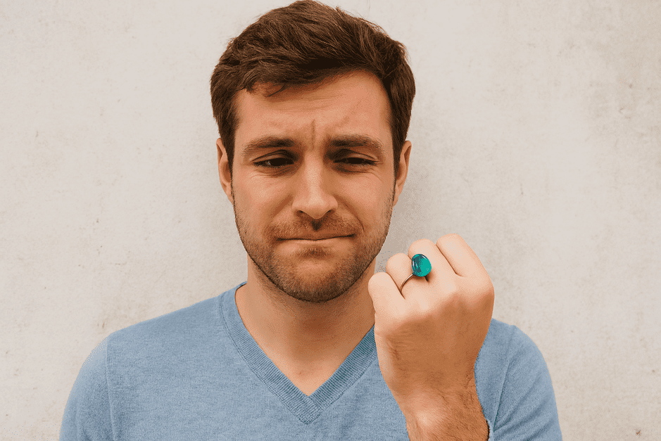 Emerald gemstone ring symbolizing clarity, focus, and wisdom — not instant wealth — reflecting realistic expectations for gemstone wearers.