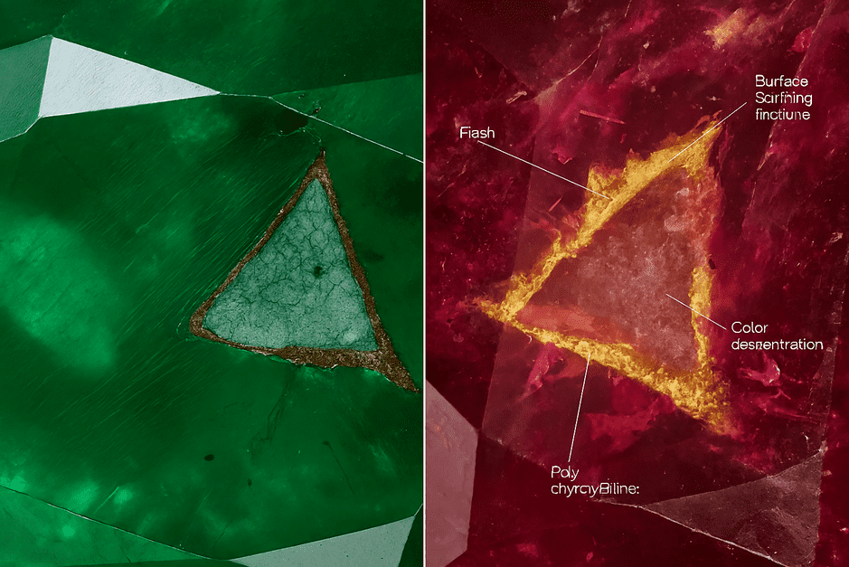 Fracture-filled emerald showing flash effect under loupe