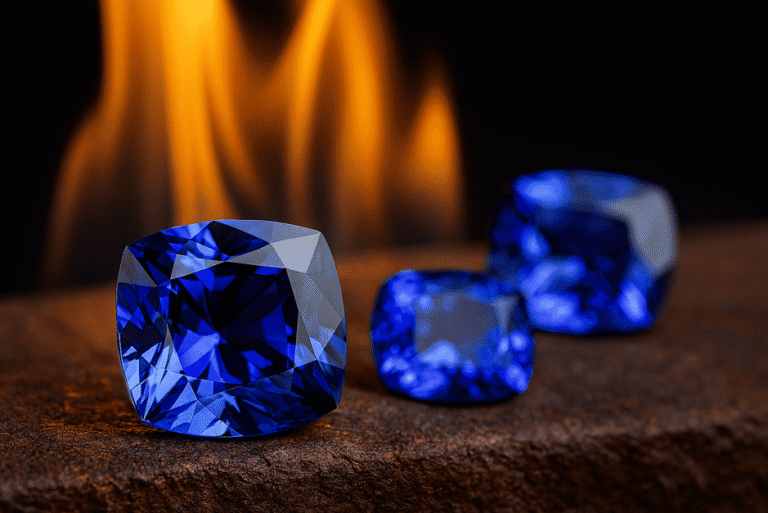 tanzanite gemstone after heat treatment showing vivid blue violet color