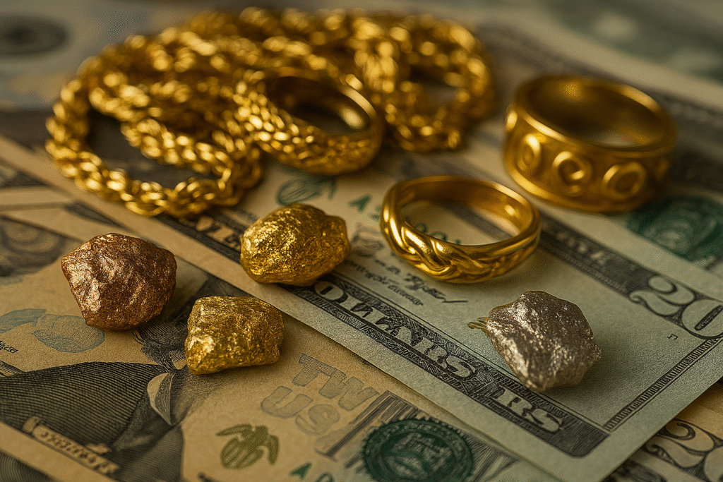 22K gold alloy composition with copper and silver metals