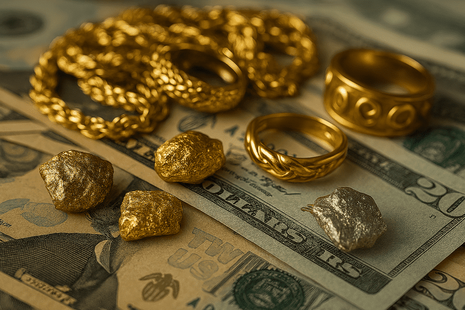 22K gold alloy composition with copper and silver metals