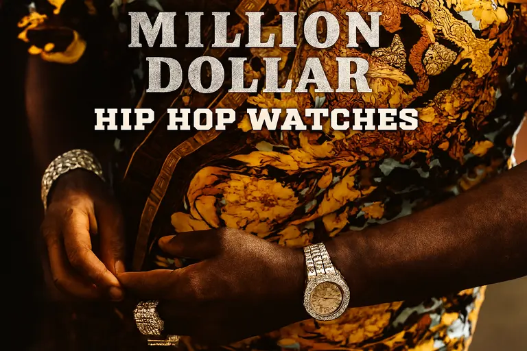 Million Dollar Hip Hop Watches book cover with luxury timepieces of Jay-Z, Kanye West and Travis Scott
