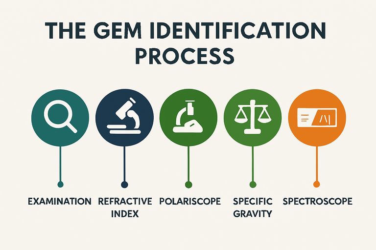 Close-up view of a gemstone undergoing examination for identification.