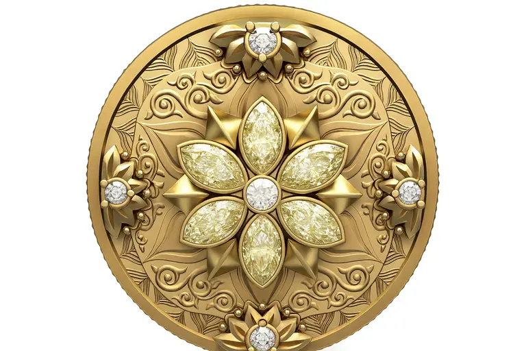 2025 Opulence Collection coin with Canadian yellow diamonds.