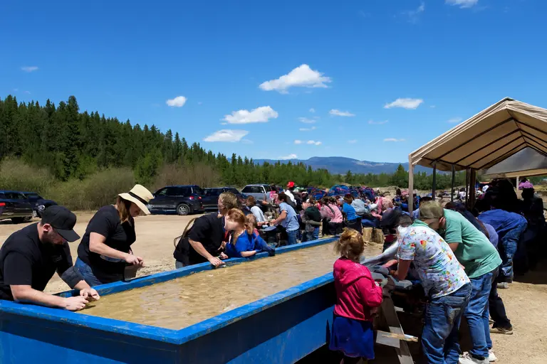 Gem Mountain Sapphire Mine Montana gravel washing station.