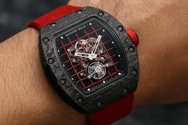 A Richard Mille watch on a wrist showcasing the Richard Mille Business Model.