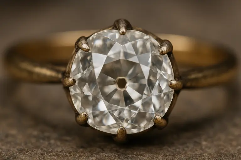 A vintage ring featuring an Old Mine Cut Antique Diamond.
