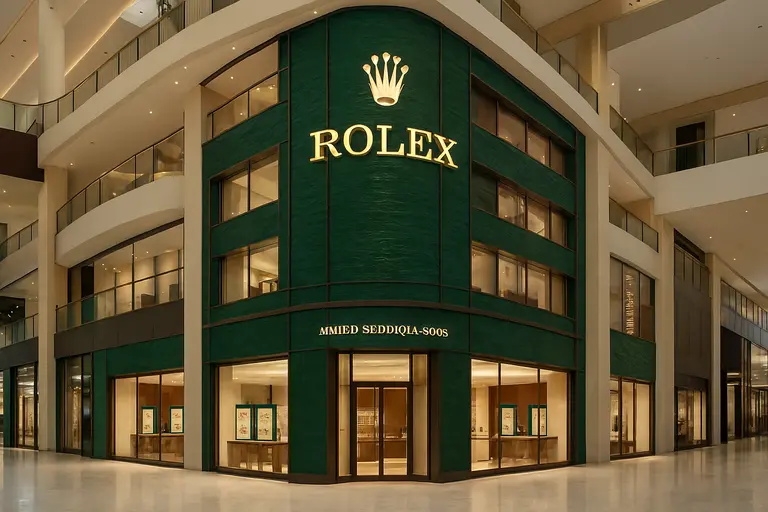 The storefront of the Ahmed Seddiqi & Sons Rolex boutique in Dubai Mall.