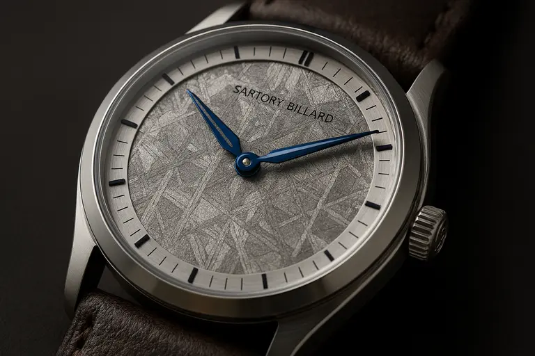 A custom Sartory Billard SB05 watch with a meteorite dial.