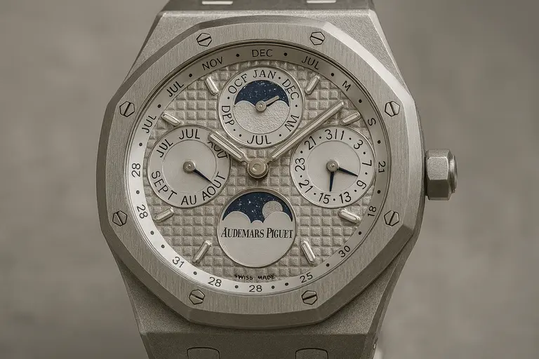 The Audemars Piguet Royal Oak Perpetual Calendar watch featuring Bulk Metallic Glass illustrating Audemars Piguet 2026 Business Model.