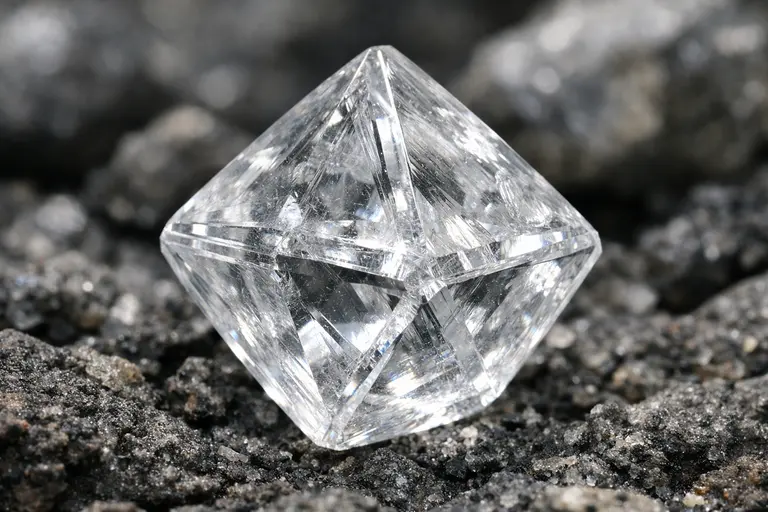 A high-resolution photo of a rough diamond from the ALROSA Diamond Business collection.