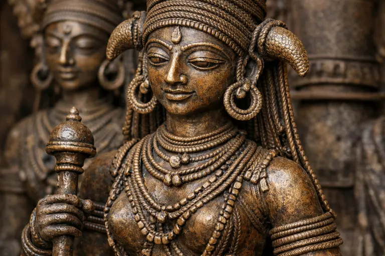 A handcrafted bronze figure made using Gadwakam Metal Art techniques from Bastar.