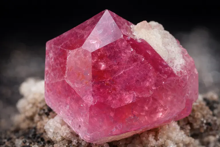 A high-clarity Pezzottaite Gemstone showing an intense raspberry-red color.