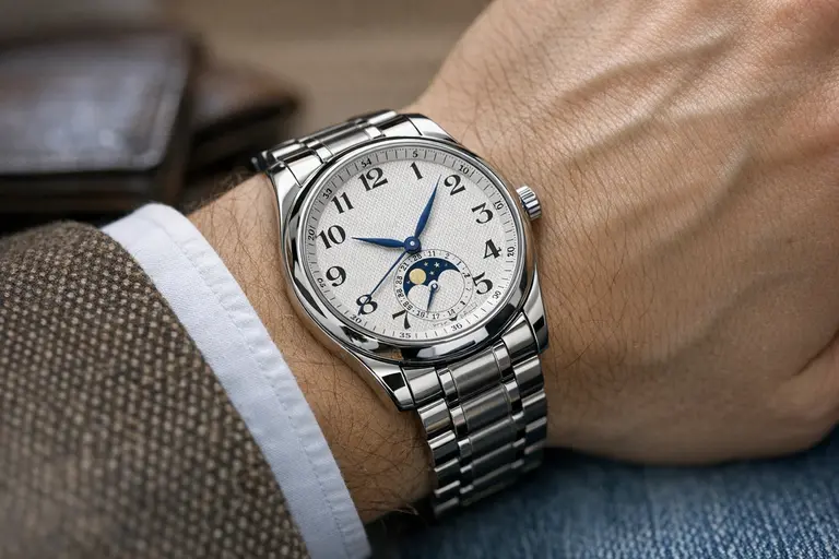 A classic Longines Master Collection watch illustrating the Longines Business Model.