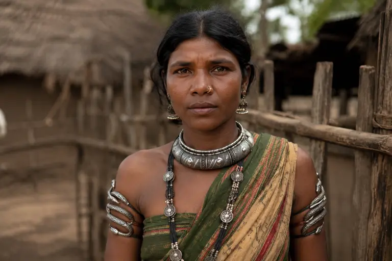 A traditional Dhokra brass necklace representing Chhattisgarh Tribal Jewellery from Bastar.