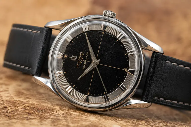 A vintage Universal Genève Polerouter illustrating the heritage behind the Universal Genève Comeback.