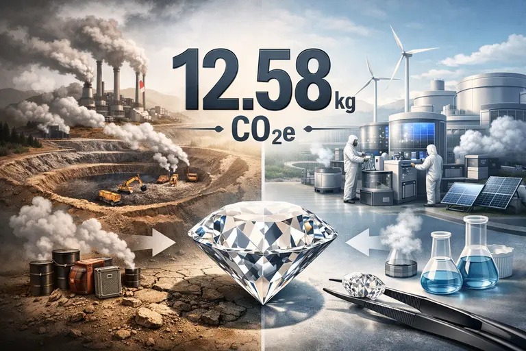 A digital display showing Carbon Data in Diamond Buying metrics on a Pandora product page.