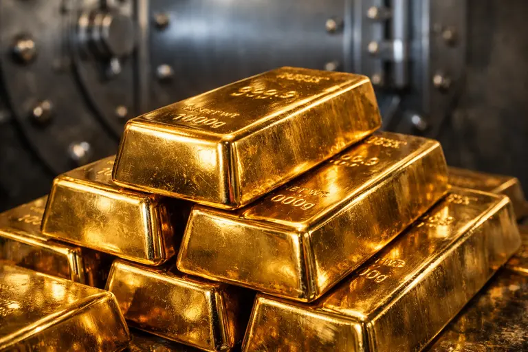 A stack of polished bullion bars illustrating humanity's gold trust over centuries.