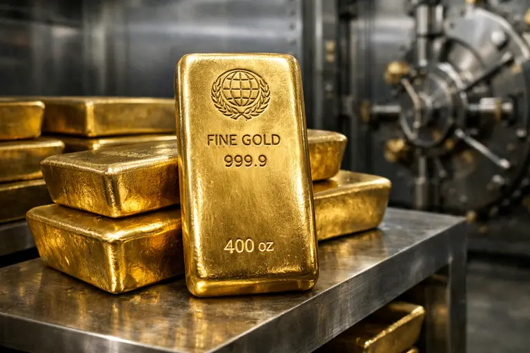 A stack of LBMA-approved 400oz gold bars representing the London Good Delivery List.