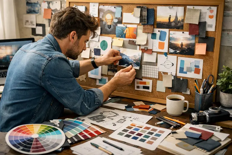 A creative entrepreneur in a design studio illustrating success in ADHD creative businesses.