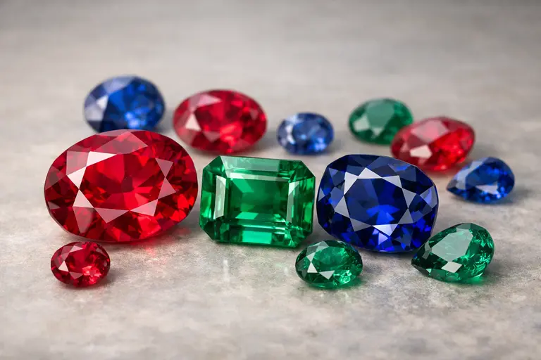 A collection of rare colored gemstones illustrating diverse gemstone buying motivations.