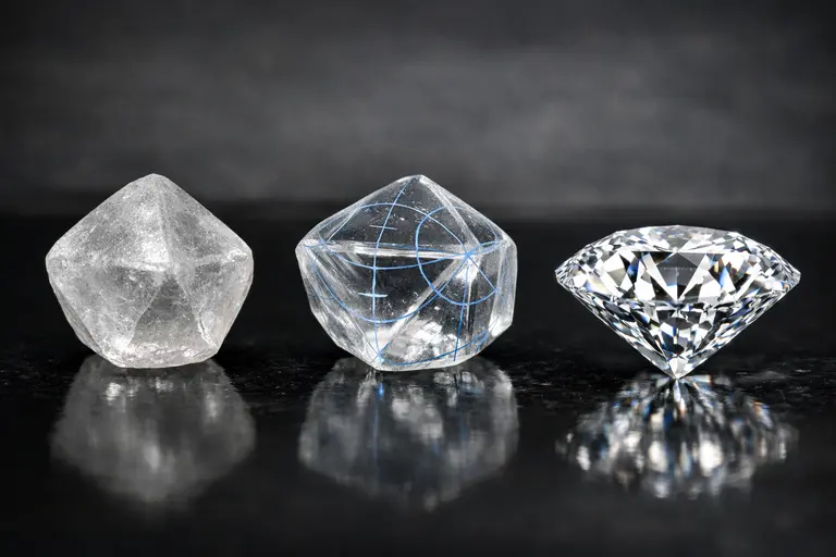 A visual representation of the Diamond Supply Chain Timeline from raw mining to a polished ring.