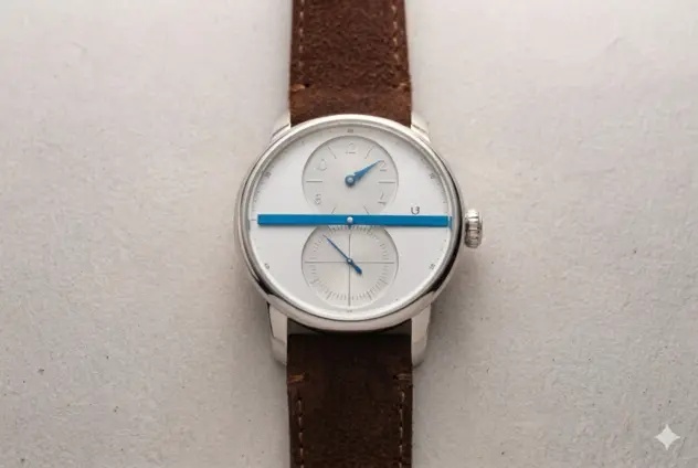 The Le Régulateur Louis Erard x seconde/seconde/ watch featuring the 404 Error minute hand.