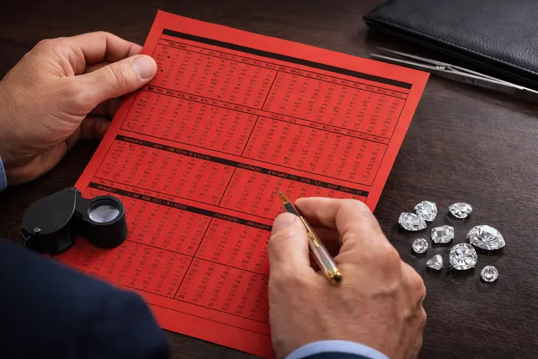 A digital copy of the Rapaport Price List illustrating the Rapaport Diamond Trade influence.