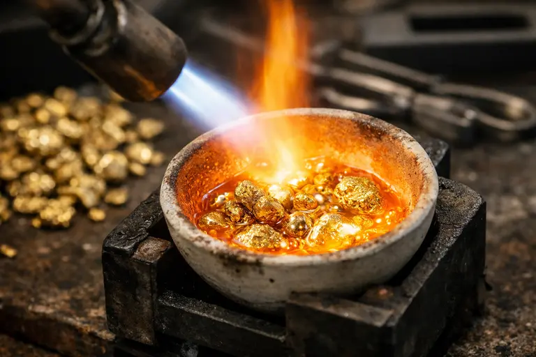 A jeweler handcrafted a 20k gold ring using California Gold Lessons for Indian Jewelers.