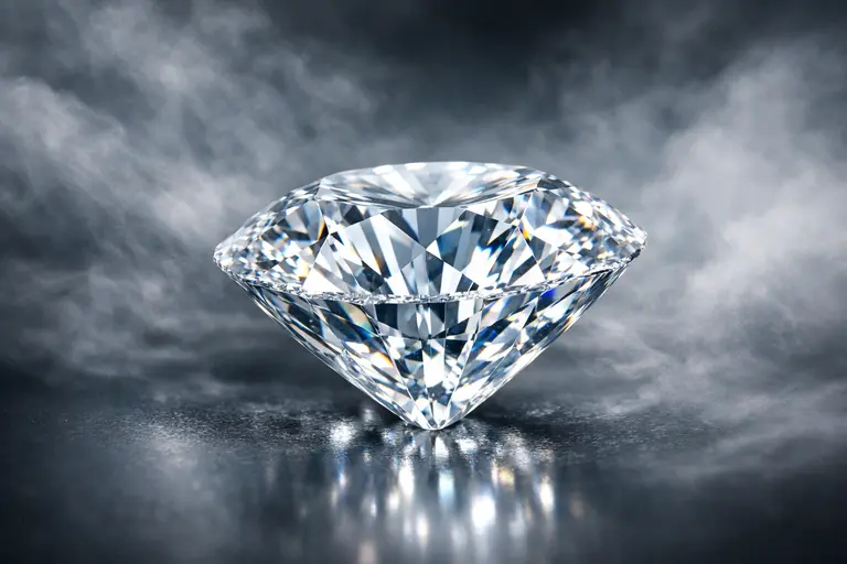 A sparkling brilliant-cut stone created as part of the diamonds from captured air collection.