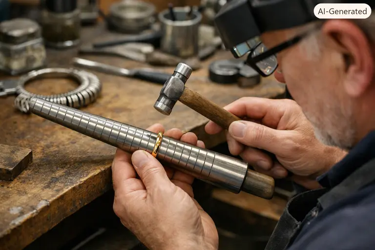 Jeweler resizing a gold ring due to the impact of GLP-1 drugs and Indian jewelry market trends.