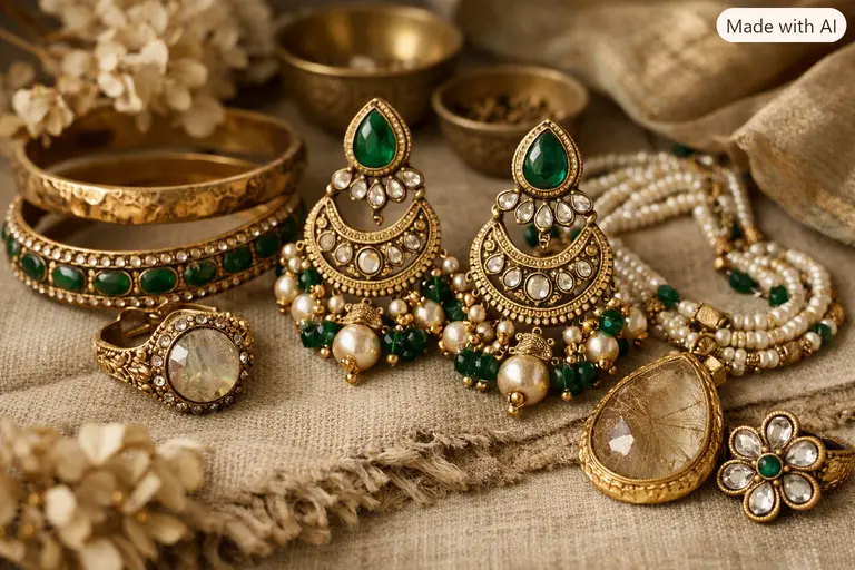 A close-up of handcrafted ethical jewelry representing conscious luxury in India.
