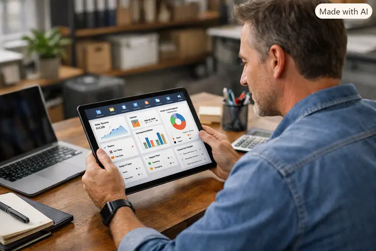 A small business owner using the Zoho One suite to manage operations and streamline daily workflows.