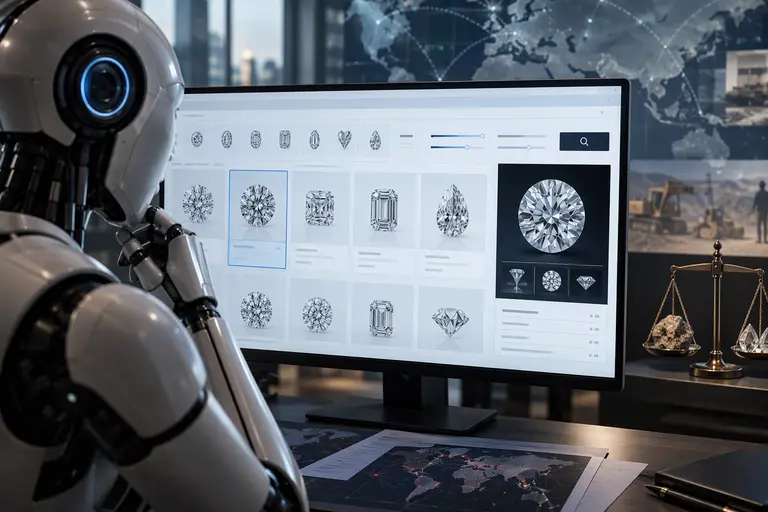 AI agents using automated systems to research and buy diamonds in the global diamond market.