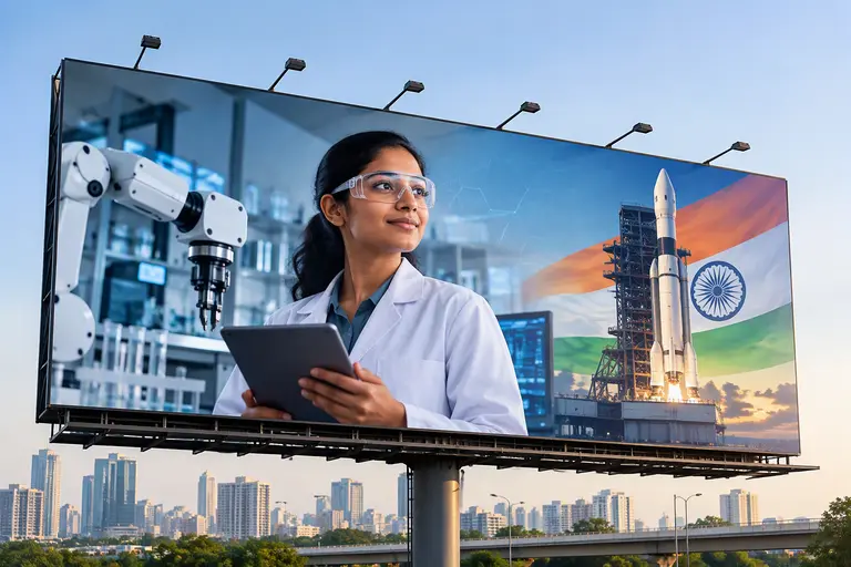 Advertising billboard featuring an Indian creator for creator-led advertising.